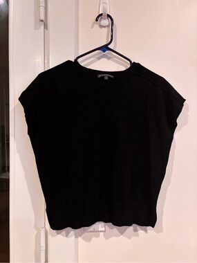 Adrianna Papell Black Cap-Sleeve Knit Top